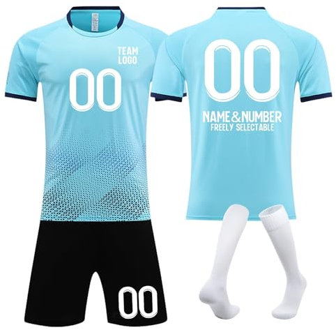 LILIHOT Personalisierte Trikot Fußball Trikot Fußball Trikot Kinder Fussball Geschenke Jungen 10 Jahre Fußball Trikot Kinder Mit Namen Türkei(#B Light Blue)