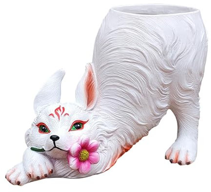 Zuasdvnk Pots de succulentes, Cache-Pot Renard, Porte-ustensiles, Pot de Fleurs Mignon en Forme d'animal, Pot de Fleurs de Dessin animé, Statue de Renard, Porte-, Accessoires pour