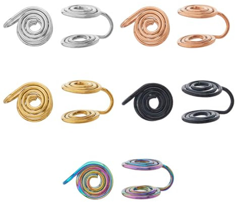 Hobbspring 5 Pairs (10 Pcs) Pressure Earrings for Keloids, 5 Colors, Stainless Steel, Clip Earring, Non-Pierced, Compression, Adjustable, Keloid Earring, Women Men Ladies