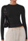 ARCFEETORY Women's Soft Long Sleeve Shirts Crew Neck Tops Basic Tees Stretchy Going Out Crop Tops Y2K Slim Fit T-Shirts Black L