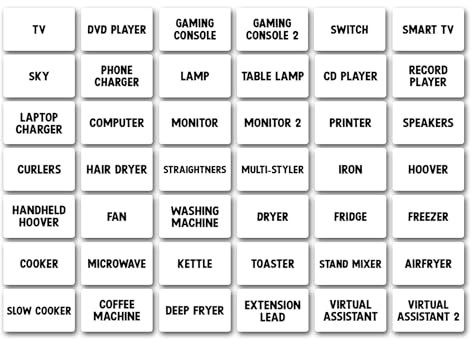 A5 Sticker Sheet Plug Vinyl Stickers - Organisation Extension Leads Labels Home TV Wires Cables Family | (42 Stickers) 30mm x 18mm | #82524