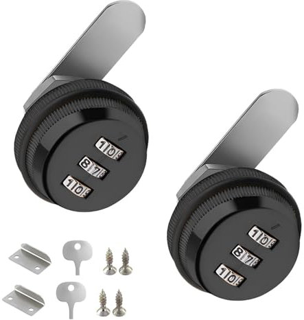 Bajiuxhfei 2 Piezas Cerradura de Vombinación de Cajón, Cerradura codificada cerradura contraseña, Combinacion Cam Lock, Cerradura de Buzón de Combinación, para buzón de cajón de gabinete (Negro)