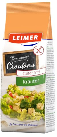 LEIMER Croutons Kräuter 75 g glutenfrei - Zart geröstet, verfeinert mit Gewürzen, aus glutenfreier Weizenstärke hergestellt - Vegetarisch, glutenfrei (1 x 75g)
