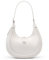 MoreFarther Handtasche Schultertasche Damen Klein Echtes Leder, Halbmond Tasche mit Verstellbarem Schultergurt zum Crossbody Bag, Umhängetasche mit Reißverschluss(Weiß)