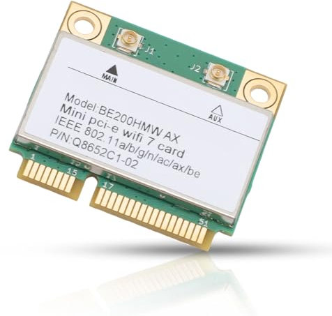 WiFi 7 Tri-Band Half Mini PCI-E Wireless Network Carte 8774Mbps (2,4/5 / 6GHz) avec MU-Mimo & BT 5.4 pour L'ordinateur Portable PC de Bureau - Gagne 10/11, Linux, Chrome OS (Pas d'antenne)