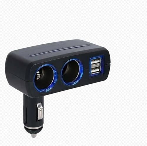 Dual USB Car Charger Socket Splitter With LED Light 12V Power Adapter 2 Port Splitter 90 Degree Adjustable Car Socket Adapter For Mobile Phone MP3 PDA DC 12V-24V 1.2A Output