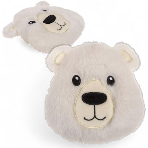 MIJOMA Wärmekissen Eisbär – 18x18 cm – mit 440g Tonkugeln – flauschig & wärmend – Mikrowellenkissen für Kinder & Erwachsene – weich & entspannend