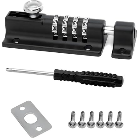1 Pack 120mm Combination Bolt Lock, 4 Digit Zinc Alloy Locking Latch, Weatherproof Security Gate Lock for Shed Garage Fence and Garden Door
