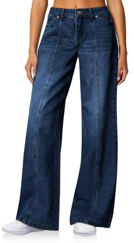Cicy Bell Jeans Baggy da Donna a Vita Alta e Gamba Larga | Jeans da donna con cucitura anteriore e tasche
