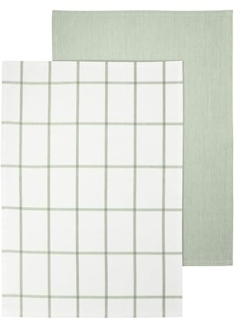 blomus Geschirrtücher Set 2 -TAULO- | 70 x 50 cm | Farbe White/Desert Sage | Quadratisch | Küchentücher