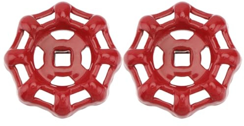 MUELODSIC Absperrventil Gusseisen Handrad 7x7mm Rot 2 Stück Metallgriff für Wasserhahn Ersatz und Wartung im Haushalt