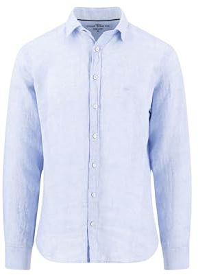 FYNCH-HATTON Kent Collar Linen Shirt, New Breeze, XL