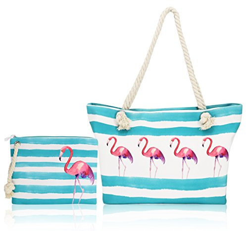 ZDHTWMXL Sac fourre-tout de plage extra large, sacs à bandoulière en toile de voyage avec fermeture éclair sur le dessus, flamant rose