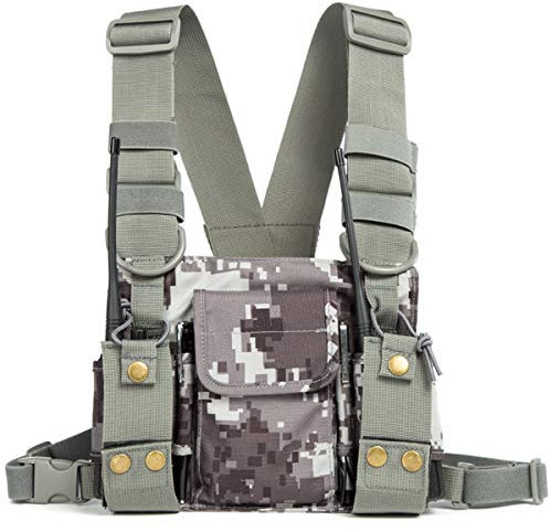 Universal Double Radio Shoulder Holster Chest Harness Radio Chest Harness Chest Front Pack Pouch Holster Vest Rig for Two Way Radio Walkie Talkie by luiton