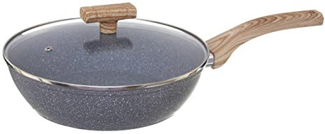 Secret de Gourmet - Sauteuse avec couvercle D 28 cm en Aluminium Forgé aspect pierre Ligne Nature Tous feux
