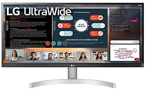 LG 29WN600 Monitor 29 UltraWide 21:9 LED IPS HDR, 2560x1080, AMD FreeSync 75Hz, Stereo Audio 14W, HDMI (HDCP 2.2), Display Port 1.4, Audio-Ausgang, Flicker Safe Bianco