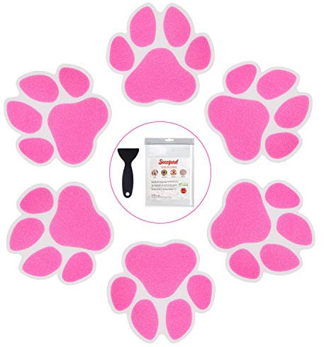 Secopad Rutschfeste Badewannen-Aufkleber, 20 Stück, große Sicherheits-Badewannen Duschen, Trittflächen, selbstklebende Aufkleber, Schaber (Pink)