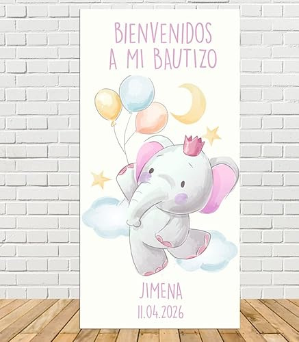 Elephant Christening Welcome Sign 140 x 70 cm | Fun and Economical | Christening Detail | Decorated Christening | Personalised