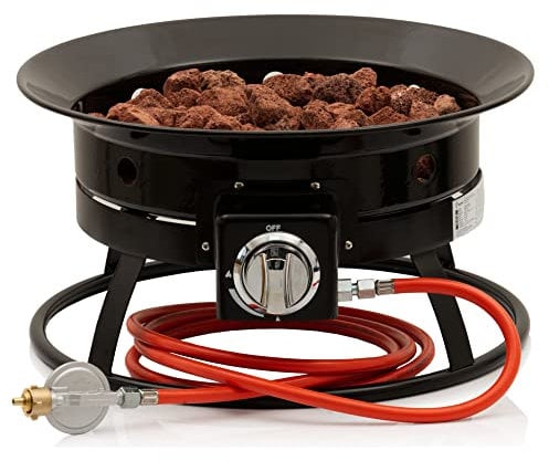BBQ-Toro Gas Feuerstelle mit Lavasteinen | Ø 48 cm - 12 kW | Outdoor Feuerstelle, Feuerschale Camping, tragbare Gartenfeuerschale, Gas Fire Pit Outdoor | Feuerschalen für den Garten, Terrasse