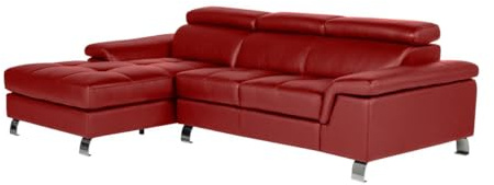 Vente-unique Ecksofa Leder - Ecke Links - Rot - Mishima