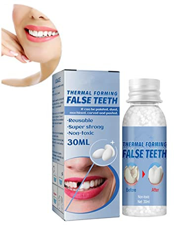 Gokame Tooth Repair Granules, Reusable Temporary Tooth Repair Kit Fitting Beads,zahn reparatur set,Teeth Repair Kit, DIY Moldable False Teeth, Suitable for Missing Broken Tooth and Gaps (30ml)