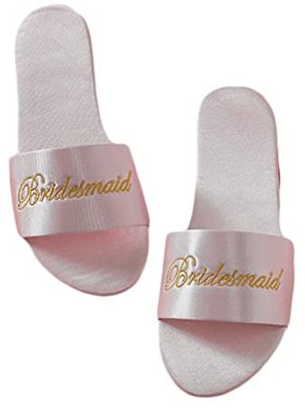 Onsoyours Pantofole Open Toe da Damigella d'Onore da Sposa Ricamate da Donna Pantofole da Sposa in Raso Accappatoio da Sposa Scarpe Abbinate