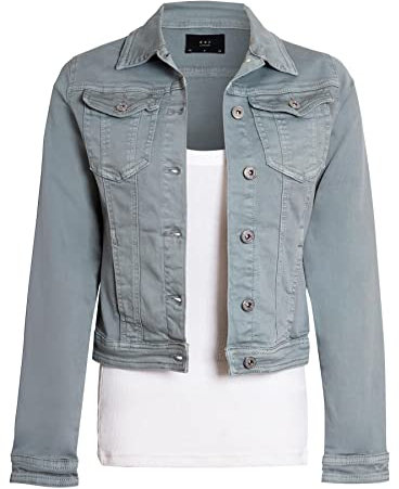 SS7 Womens Denim Jacket in Stretch, Grey, Yellow, Red