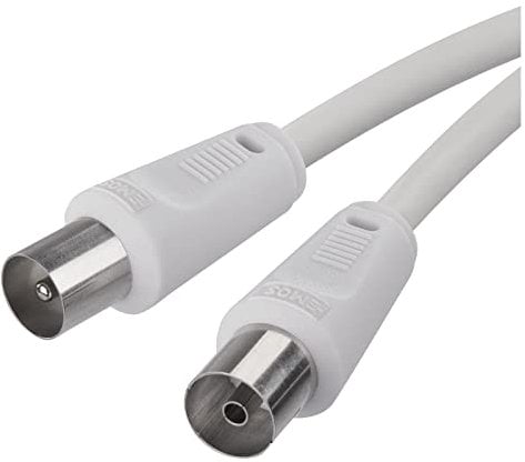 EMOS Cavo antenna, cavo coassiale, cavo TV, 2,5 m, cavo coassiale per televisione digitale, TV, ricevitore, SAT, doppia schermatura, spina coassiale diritta su presa coassiale dritta