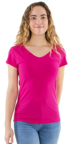 Coline - Tee Shirt Basique Manches Courtes - Couleur : Fushia - Taille : XXL