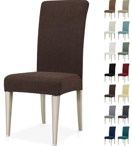 Ystyle Coprisedie con Schienale 2 Pezzi, Elasticizzato Copri Sedie Soggiorno Cucina, Universali Coprisedia Elasticizzati, Moderno Fodere per Sedie Antigraffio Gatto, Coffee