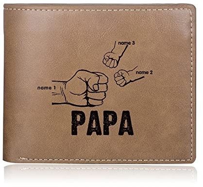 Jeweidea Portefeuille Personnalisé Homme Photo Portefeuille Homme Cuir Portefeuille Prénom Gravé Porte Carte Bancaire pour Papa Mari Cadeau Fête des Pères Cadeau Personnalisé