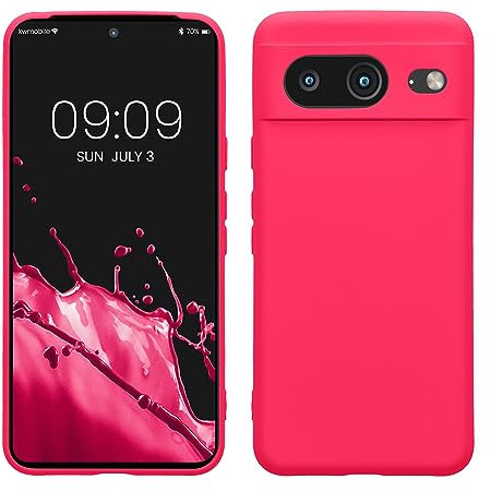 kwmobile Housse Compatible avec Google Pixel 8 Coque - Housse de téléphone en Silicone avec Protection Appareil Photo - Rose Fluo