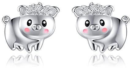 VENACOLY Schwein Ohrringe aus 925er Sterling Silber Niedliche Tierstecher Ohrringe Schwein Schmuck Geschenke für Schweinliebhaber Frauen Mädchen