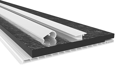HEXIM PVC Rollladenkastendeckel Komplettset, Rollladenkastendeckel, Aufnahmeprofil & Rollladentraverse, Länge: 1000-2000mm, Breite: 120-320mm, Dämmung Rolladenkasten (300mm x 2 Meter)