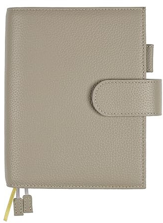 Ox Knight Notizbuchhülle aus echtem Leder, A6, Deluxe-Planer, passend für Hobonichi Techo, Stalogy, Midori MD Planer und mehr, mit Stiftschlaufe, Kartenfächern, Rückentasche und Lesezeichen (grau)