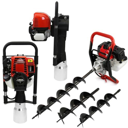 T-Mech Trivella per la terra e scavabuche a benzina 120 mm Alesatore per recinzioni Martello per recinzioni a picchetto Battitore da 52 cc 37,7 cc