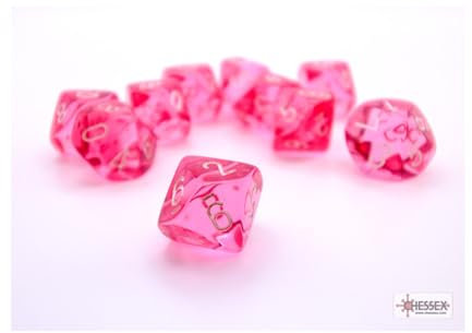 Translucent Pink/white Ten d10TM Set