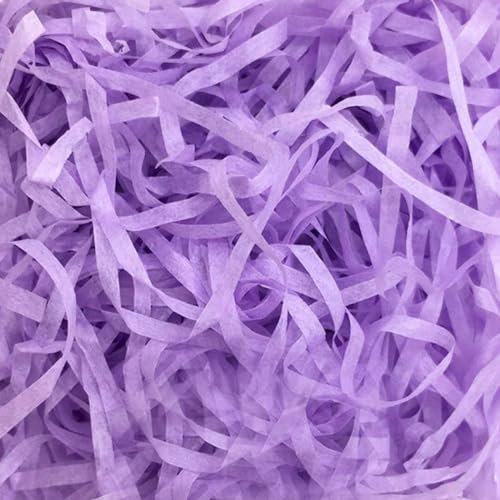 Pumuky 200 Gramm zerkleinertes Papier, Kraftpapier, Raffia, Füllpapier, Geschenkpapier, Ostergras, zum Dekorieren von Geschenken, Basteln, Körbe und Boxen (violett)