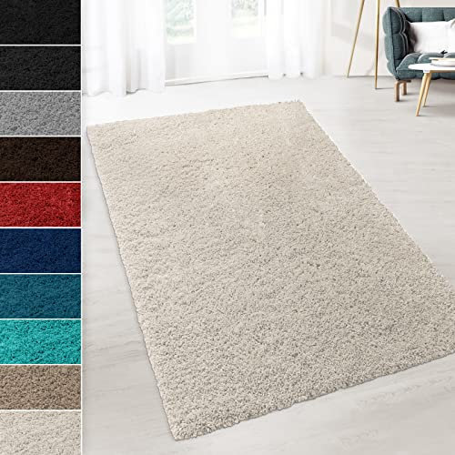 Shaggy-Teppich Prestige | Erhältlich in vielen Farben & Größen | Strapazierfähig und pflegeleicht | Flauschiger Hochflor-Teppich der Extraklasse (Elfenbein, 80 x 150 cm)