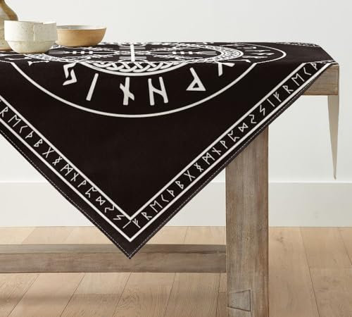 Artoid Mode Schwarz Wikinger Helm der Ehrfurcht Tischwäsche, Saisonnal Küche Tisch Dekoration Drinnen Urlaub Party Dekor 85x85 cm
