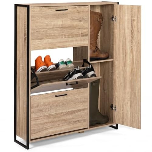 IDMarket - Meuble à Chaussures 20 Paires Luis 4 Portes Dont 1 Placard Design Industriel