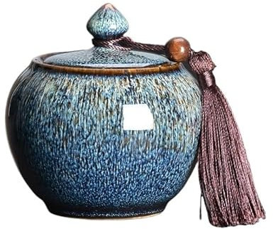 POXTOMFU Keramik-Teedose for Zuhause, kleine Teebox, Ofenwechsel, Blauer Vorratstank, tragbar for Reisen, Teebehälter, Dekoration, Lebensmittel, versiegelte Dose, Tee-Aufbewahrungsbehälter