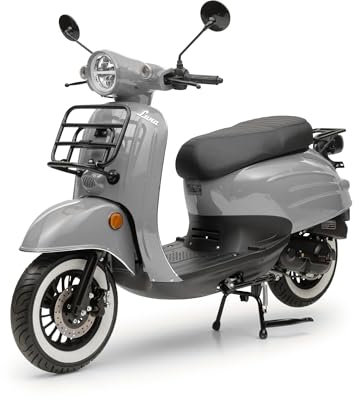 Motorroller Retro Roller Luna Grau 50ccm 25 kmh Mofa Scooter Euro 5