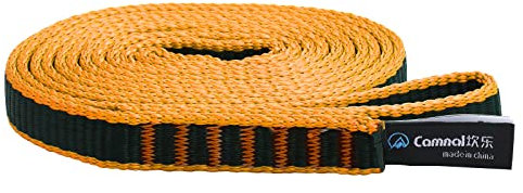 CAMNAL Bandschlinge Professionelle Kletterschlingen aus 16 mm Polyamid, UIAA- und CE Zertifiziert, Zugfestigkeit von 22 kN Rundschlinge (Gelb, 120cm)