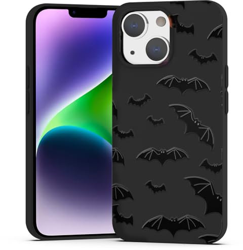 BEIMEITU Black Matte Case for iPhone 14 Plus,Cute Halloween Pattern Case Cover Soft Thin Protective Slim Bumper Cover Boys Girls Phone Case for iPhone 14 Plus-Black Bats