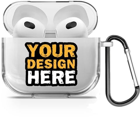 Personalisierte Hülle für AirPods 3 Individuelle Weiche Transparente TPU Silikon Hülle mit Farbigem Text Foto Bild oder Logo - Gestalten Sie Ihr eigenes Design