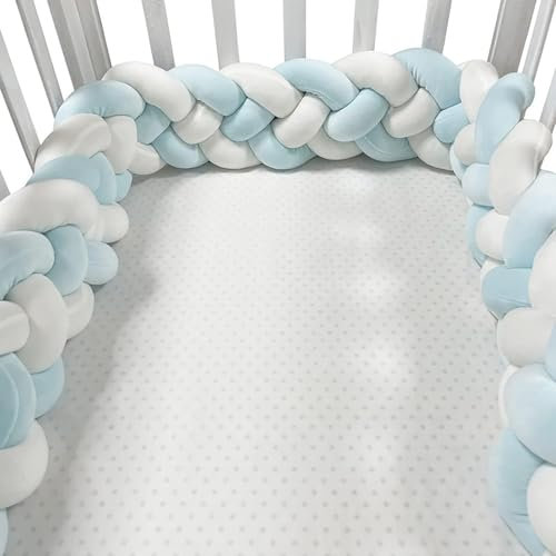 PTKG Bettschlange Geflochten Kopfschutz, Geflochtenes Seitenschläferkissen Zierkissen Geflochten,Babybett Umrandungen Bequem Zierkissen Nestchenschlange,Nestchenschlange Geflochten,A10,4.5m