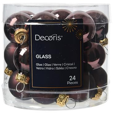 Weihnachtskugeln Glas 2,5cm 24 Stück - matt & glänzend - Mini Christbaumkugeln Weihnachtsbaumkugeln für Weihnachten - Christbaumschmuck & Weihnachtsbaumschmuck - Schwarze Trüffel