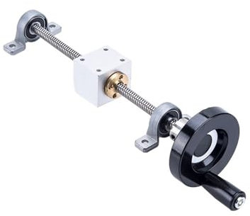 LYMFE Vite a ricircolo di Sfere con Dado 1 Set 200mm-600mm CNC T8 Vite di Comando 8mm+Dado in Ottone e Rame+Supporto Cuscinetto KP08+volantino+Supporto alloggiamento(400mm)