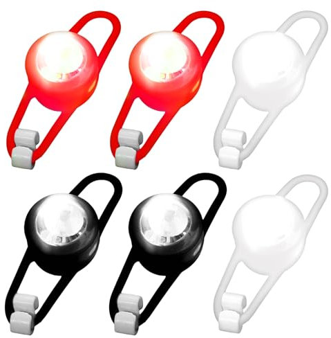 Sporgo LED Kinderwagen Licht 6 Stück: Wasserdichte Kinderwagenlicht LED Silikonleuchten Silikon Buggylicht, Mehrzweck LED Kinderwagen Licht für Kinderwagen, Kinderwagen Beleuchtung,Schwarz Rot Weiß